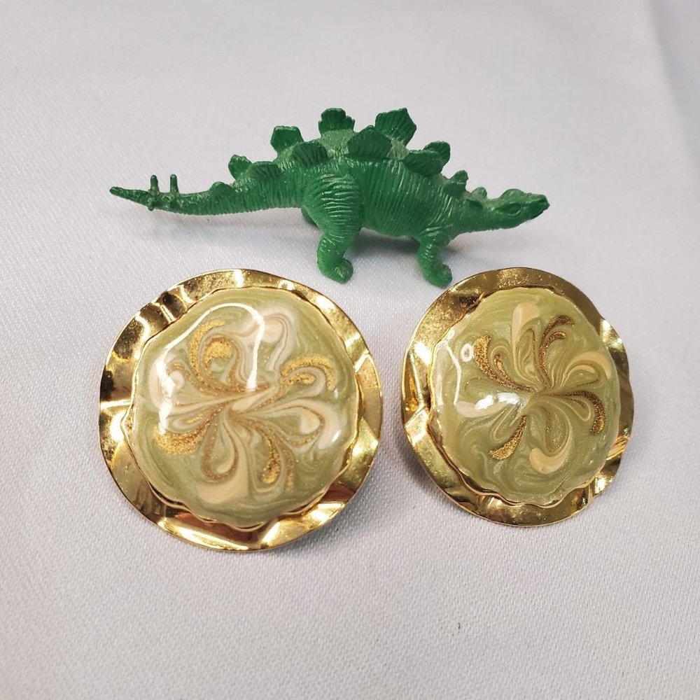 Gold And Marbled Earring